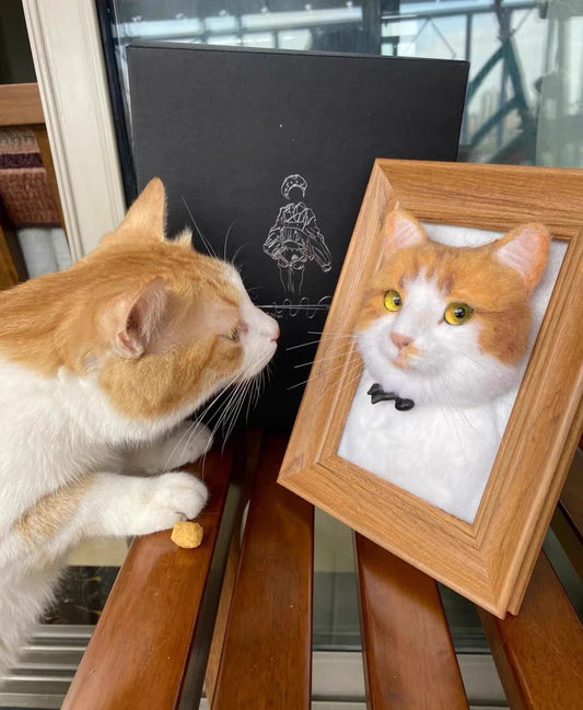 Custom needle-felted pet portrait made from reference photos