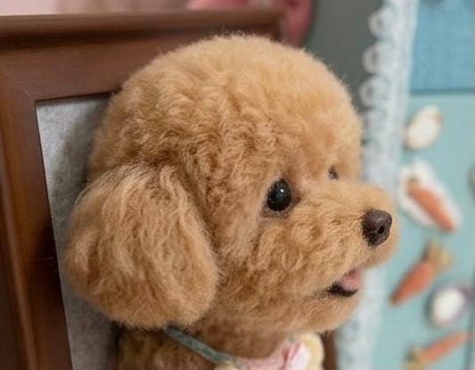 Handmade pet memorial gift with custom needle felted pet portrait
