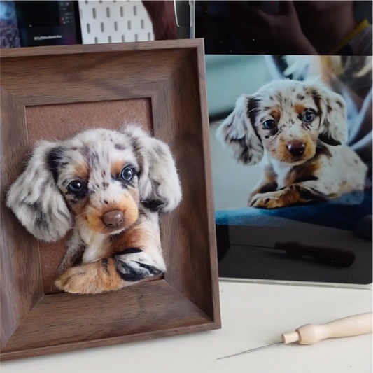 Pet photos prepared for a custom needle-felted pet portrait