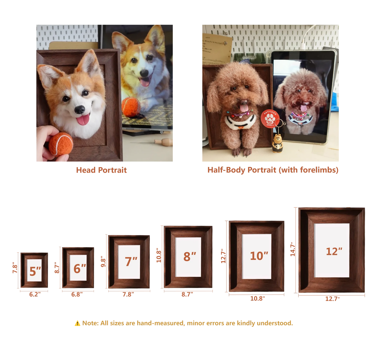 Available portrait frame sizes