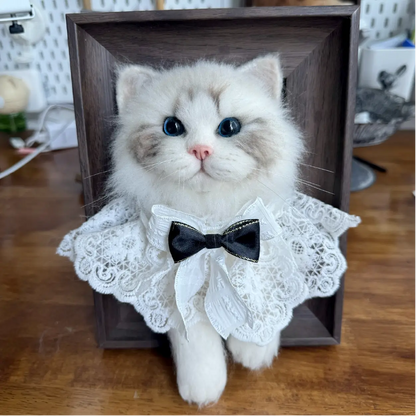 Handmade 3D wool felt cat portrait