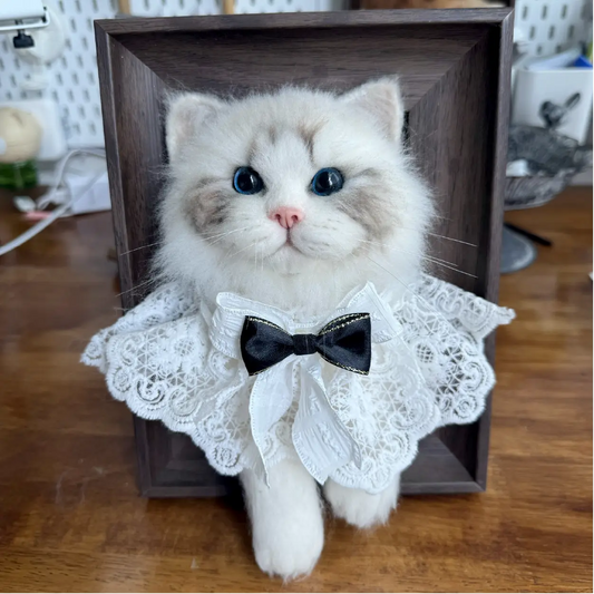 Handmade 3D wool felt cat portrait