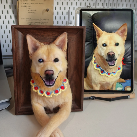 Handmade 3D wool felt dog portrait