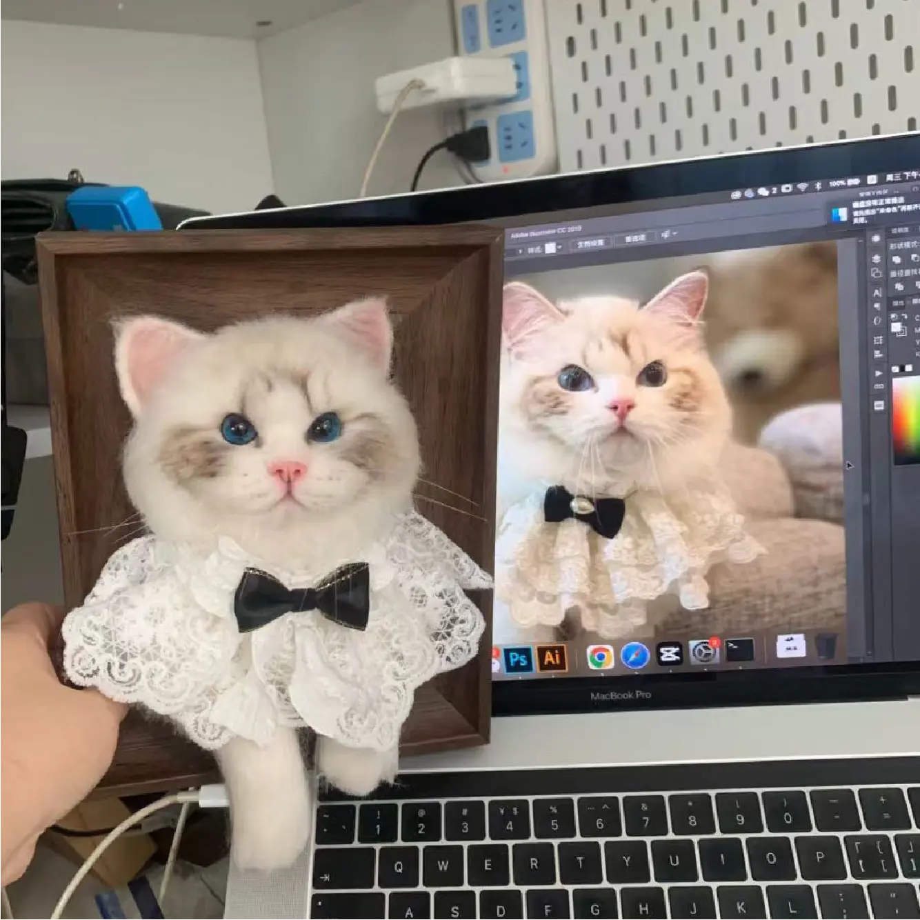 Handmade felted pet portrait example 2