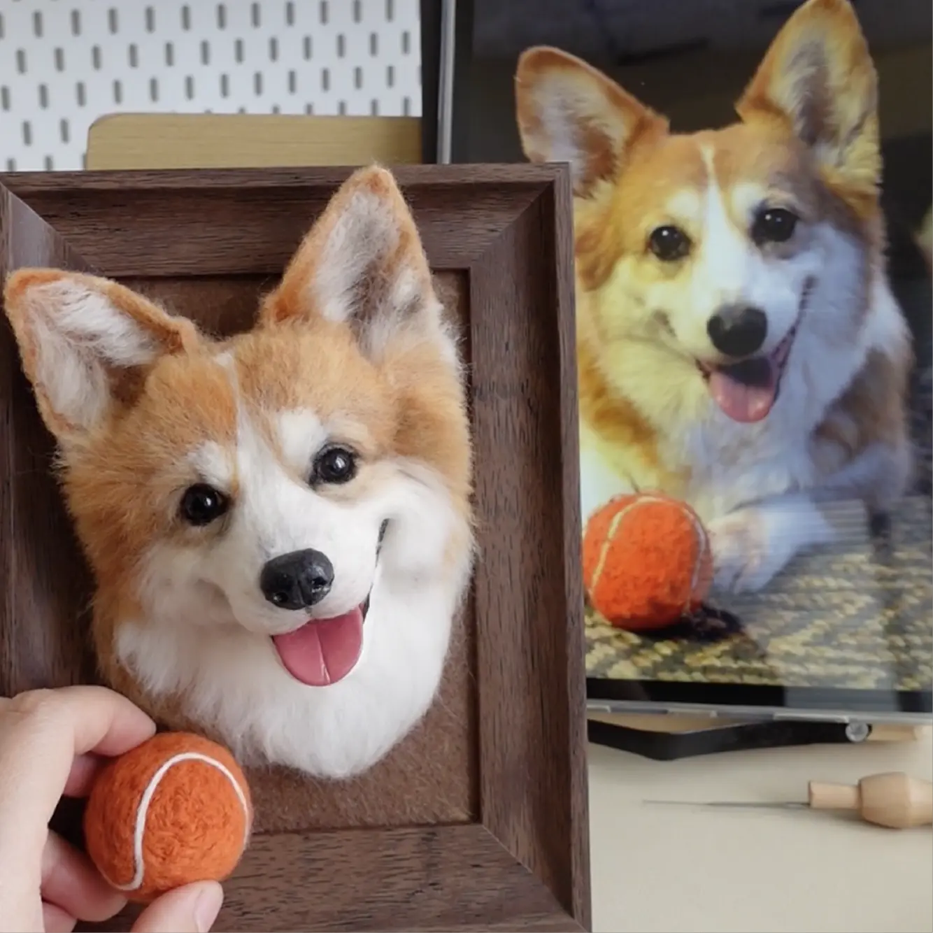 Handmade felted pet portrait example 10