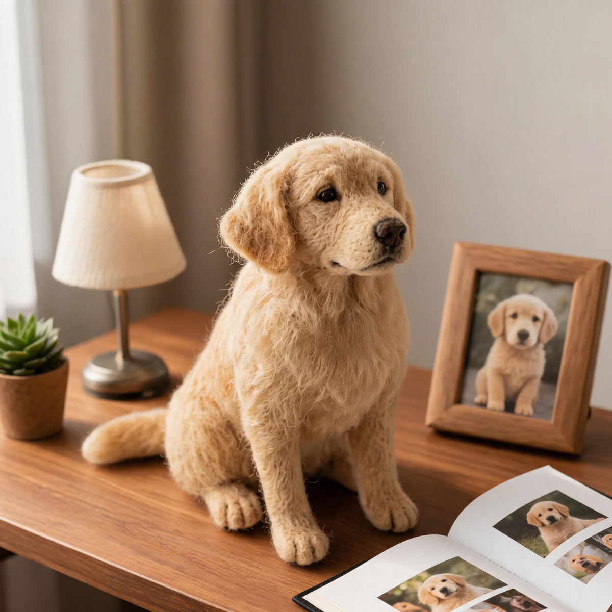 Custom full body pet doll – handmade needle-felted memorial keepsake from photo | Velora Peace